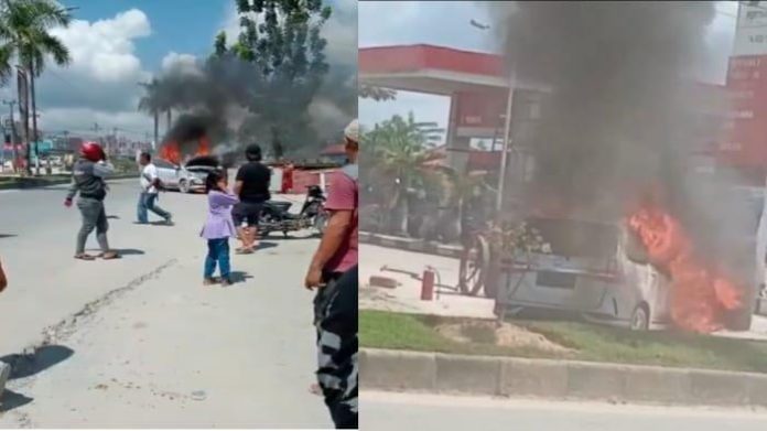 Foto: Mobil Xenia Terbakar di SPBU Martandu (dok.istimewa)